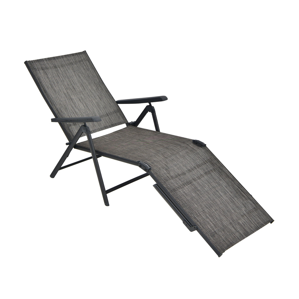 Foldable Chaise Lounge Chair with Backrest & Footrest - Brown