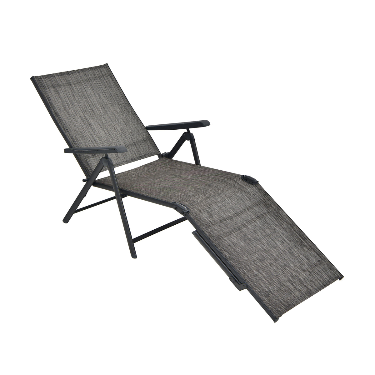 Foldable Chaise Lounge Chair with Backrest & Footrest - Brown