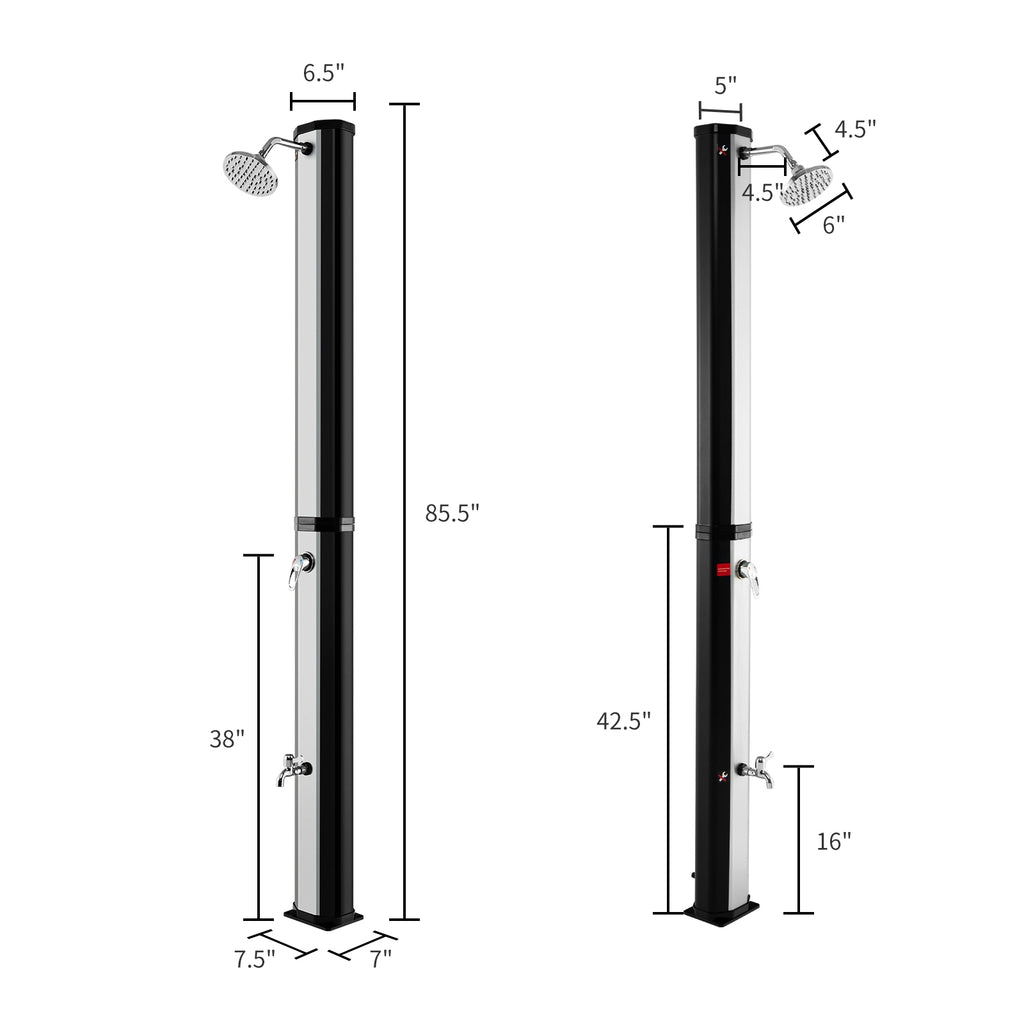 Solar Heated Shower 9.3 Gallon with Adjustable Head & Foot Tap