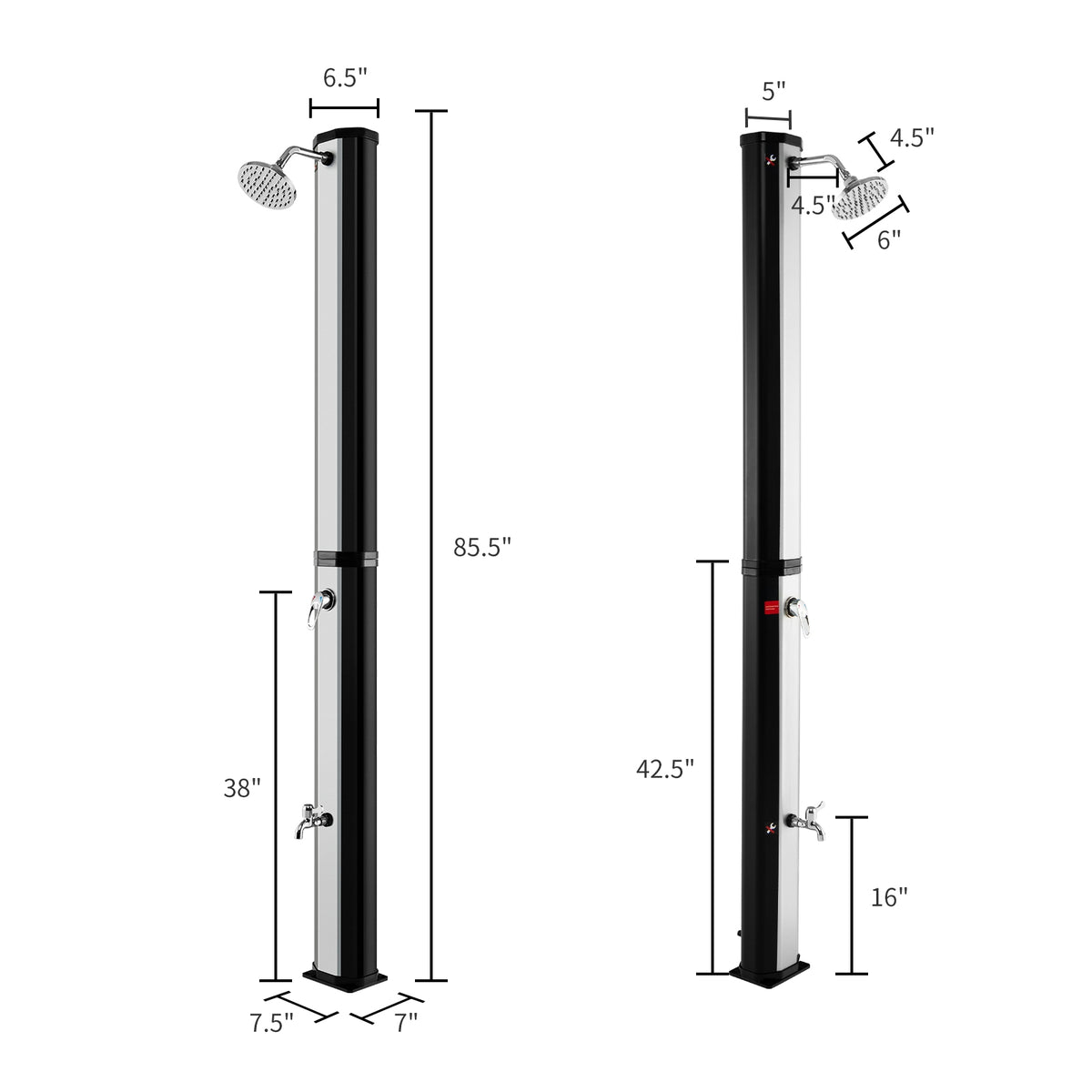 Solar Heated Shower 9.3 Gallon with Adjustable Head & Foot Tap
