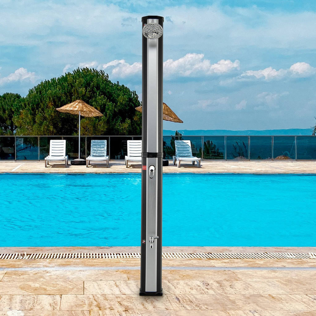 Solar Heated Shower 9.3 Gallon with Adjustable Head & Foot Tap