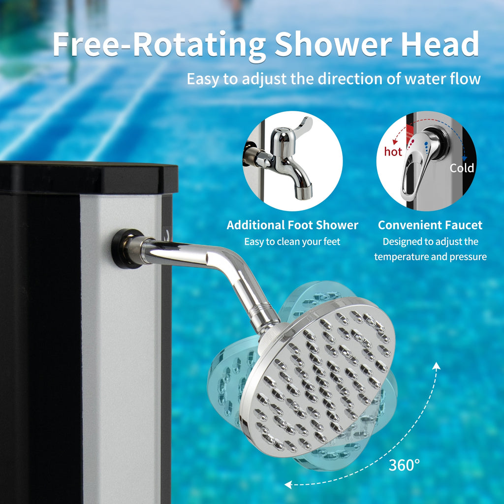 Solar Heated Shower 9.3 Gallon with Adjustable Head & Foot Tap