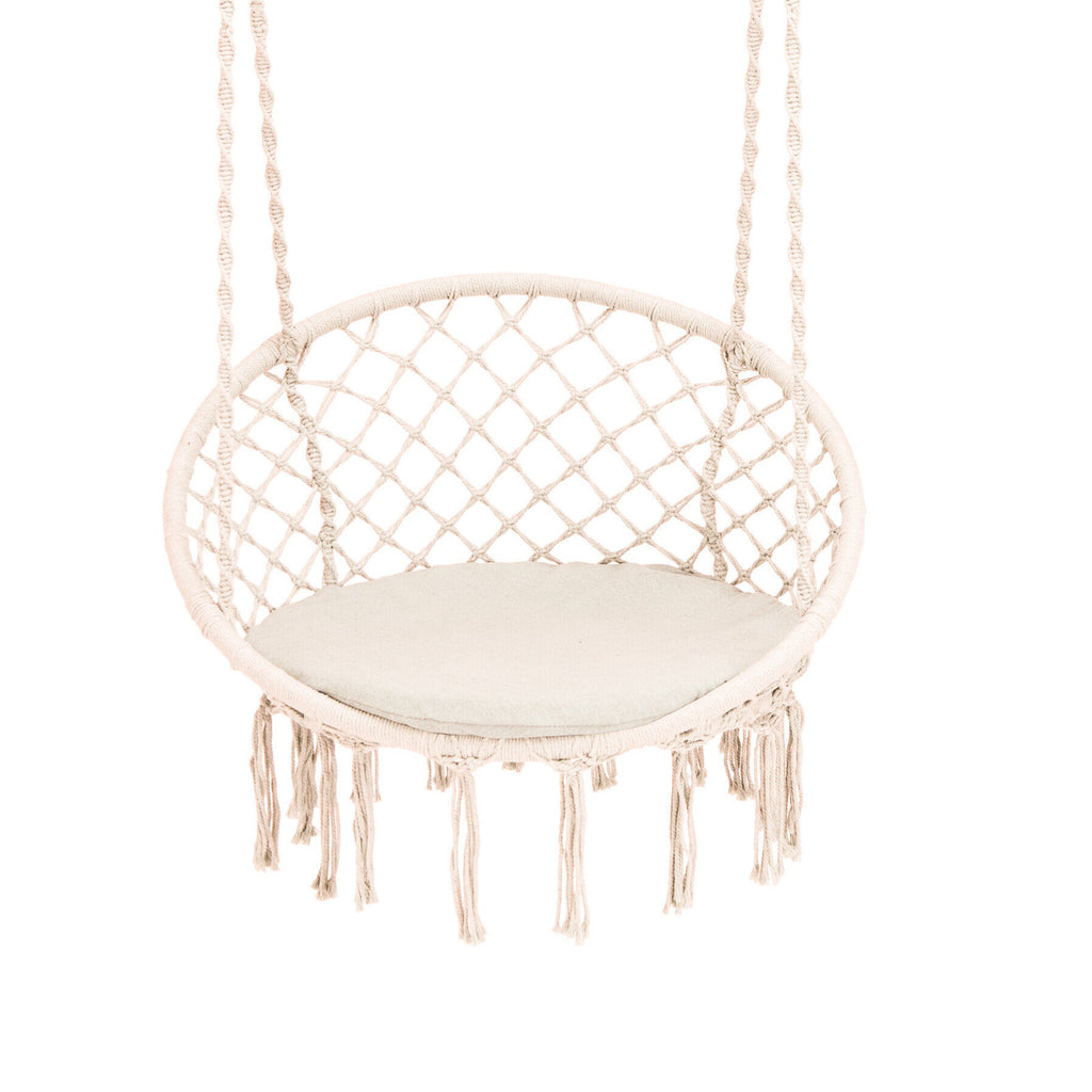 Macrame Swing Chair Hammock with 2 Cushions - Black