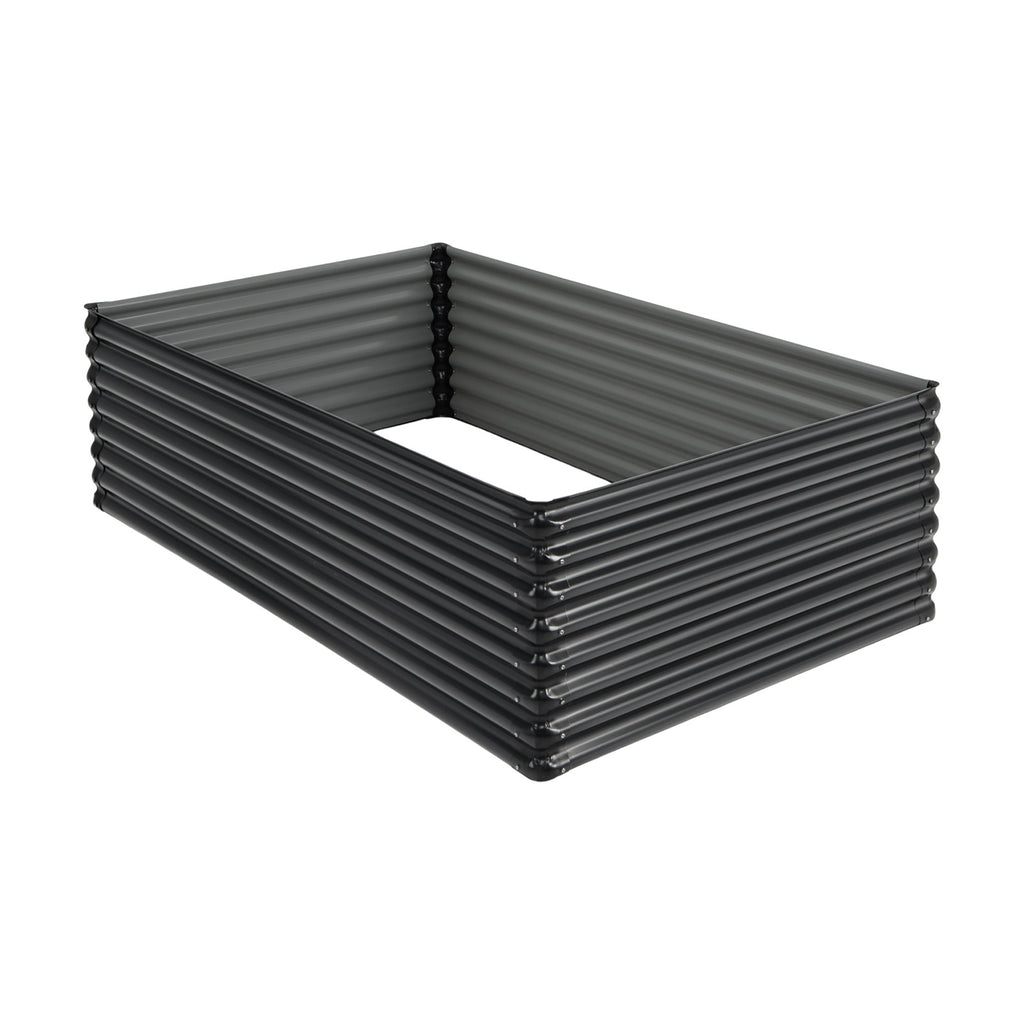71 Inch Galvanized Raised Garden Bed, Dark Gray Rectangle