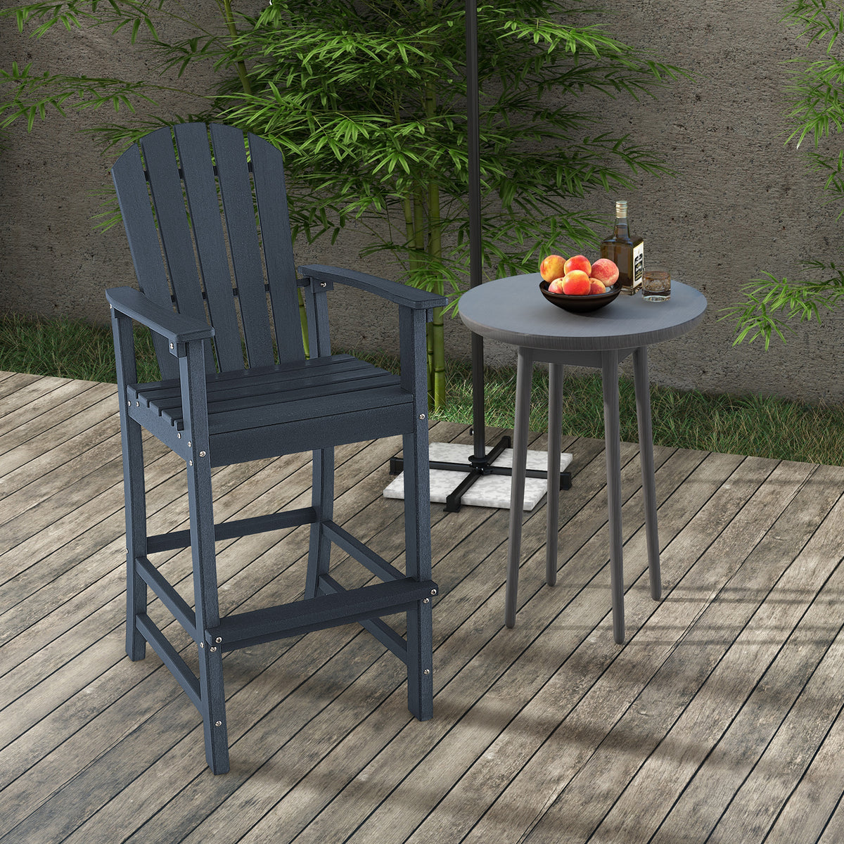 30 Inches Counter Height Outdoor HDPE Bar Stool with Armrests and
