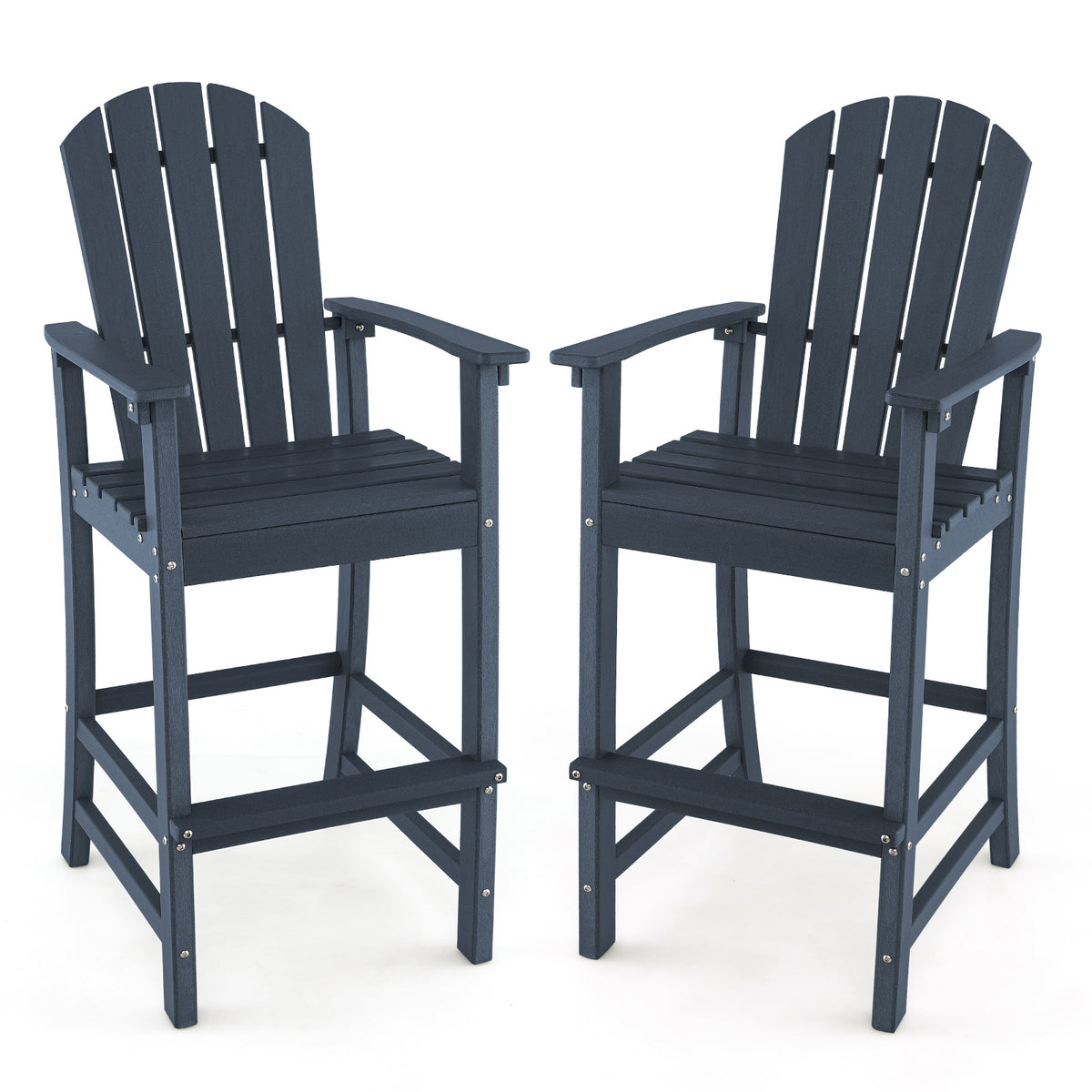 30 Inches Counter Height Outdoor HDPE Bar Stool with Armrests and
