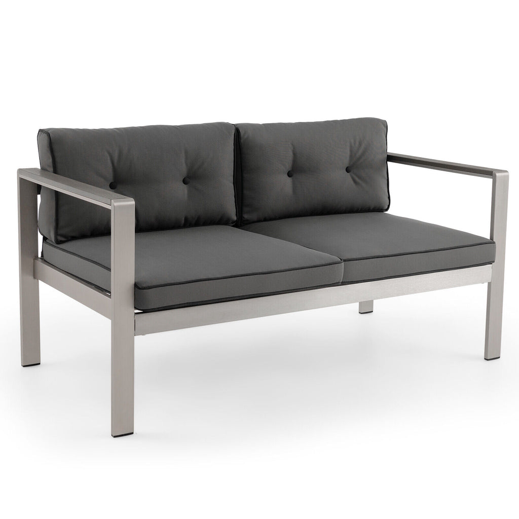 2-Person Contemporary Sofa Chair with WPC Armrests for Balcony