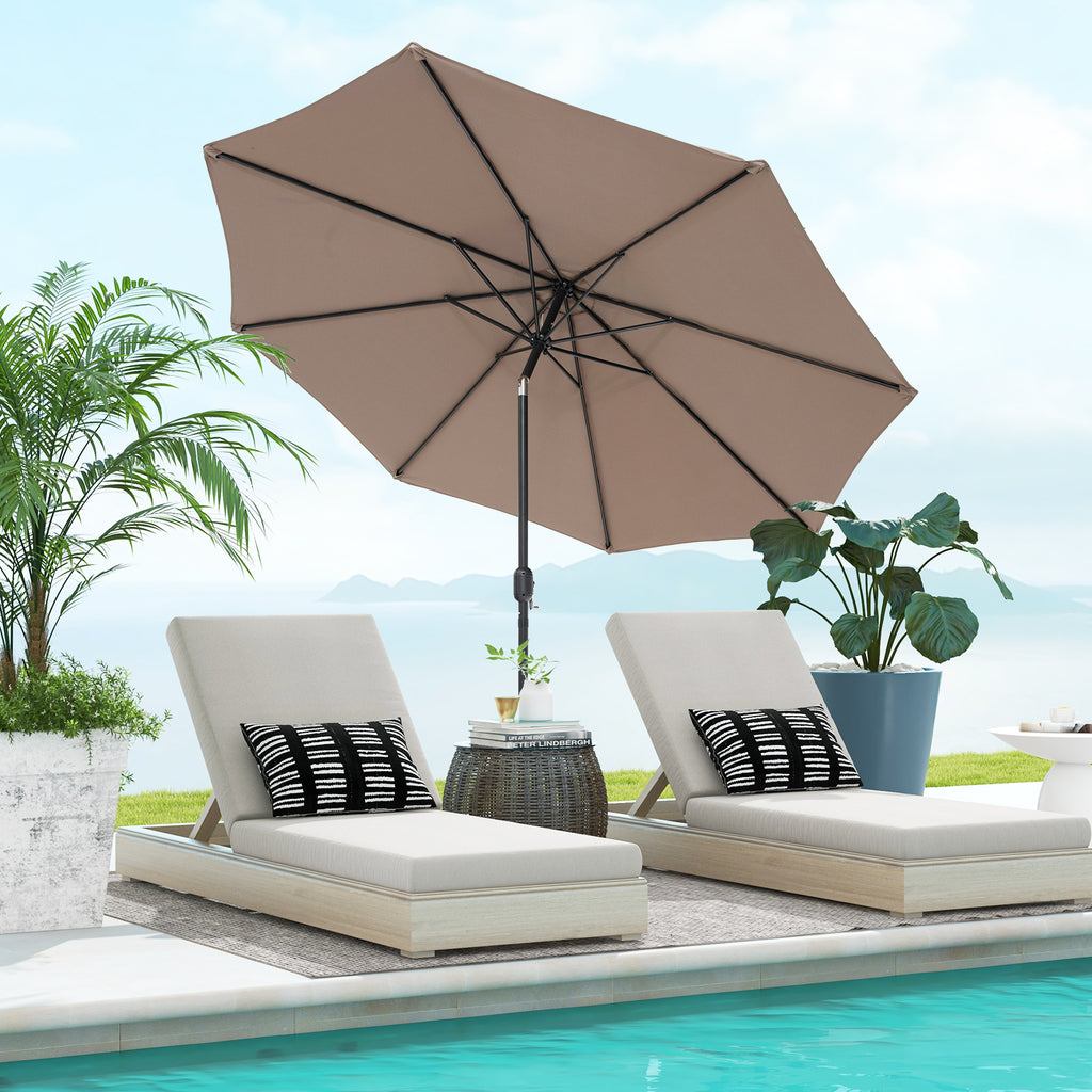 10 x 8.2 Feet Patio Umbrella with Tilt & Crank - Tan