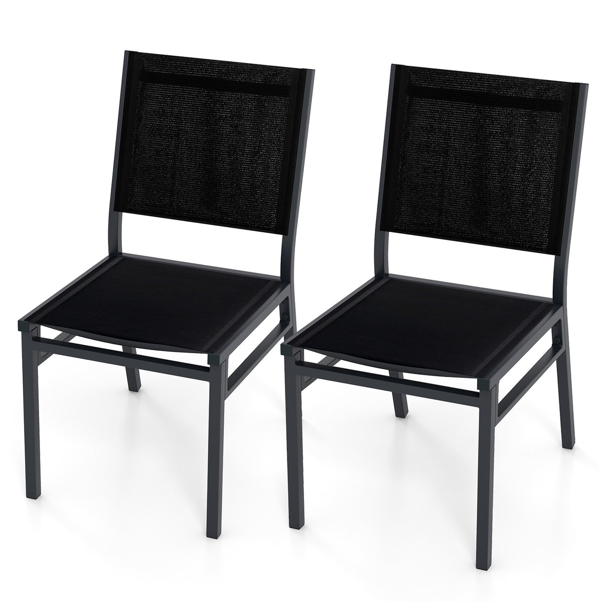 Outdoor Dining Chairs with Breathable Seat and Backrest for Backyard