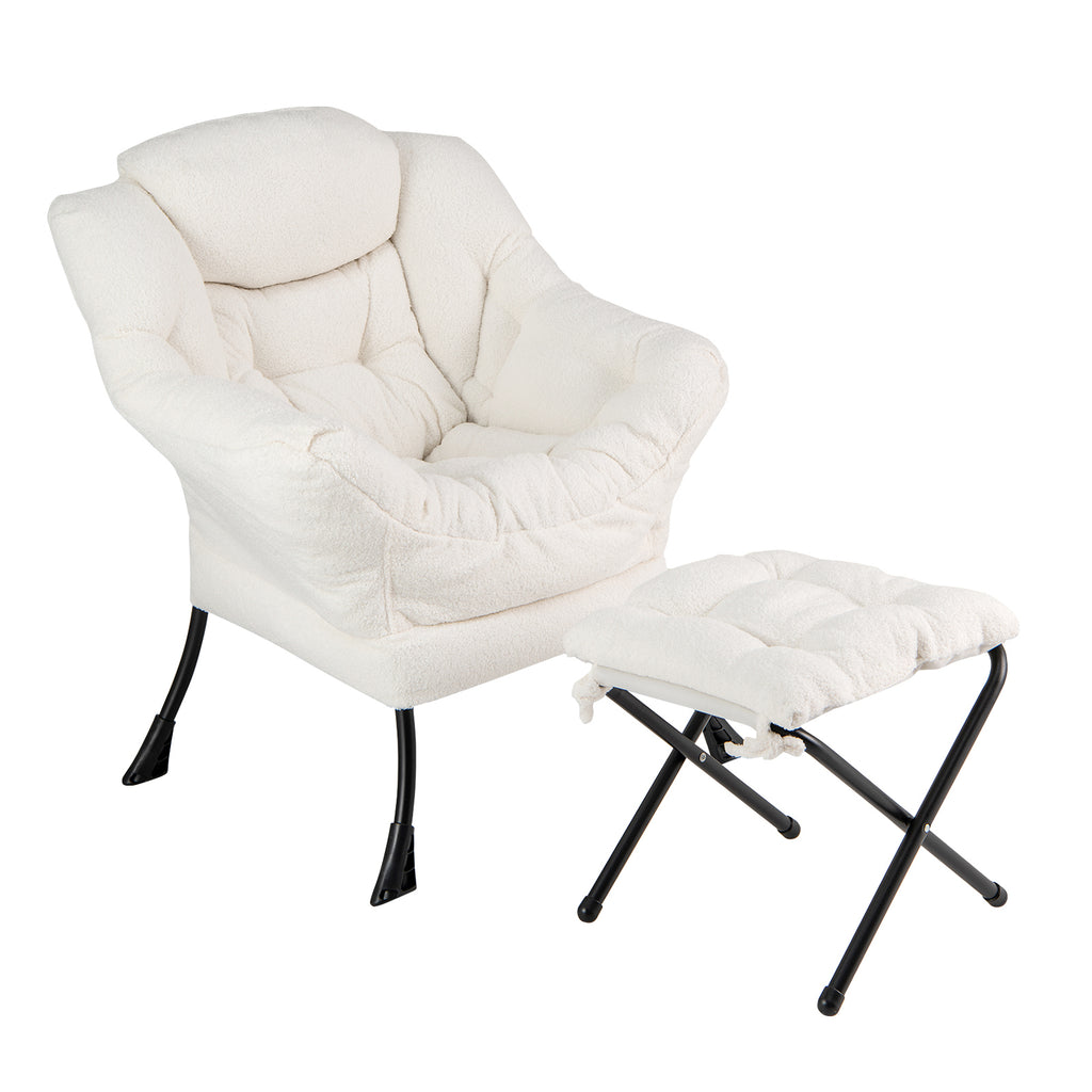 Sherpa Upholstered Accent Chair with Head Pillow - Gray