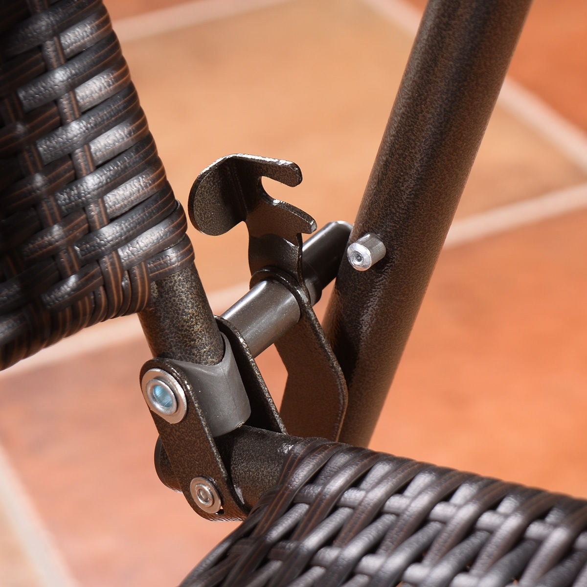 Folding Rattan Bar Chairs Set of 4 with Footrests - Style 3