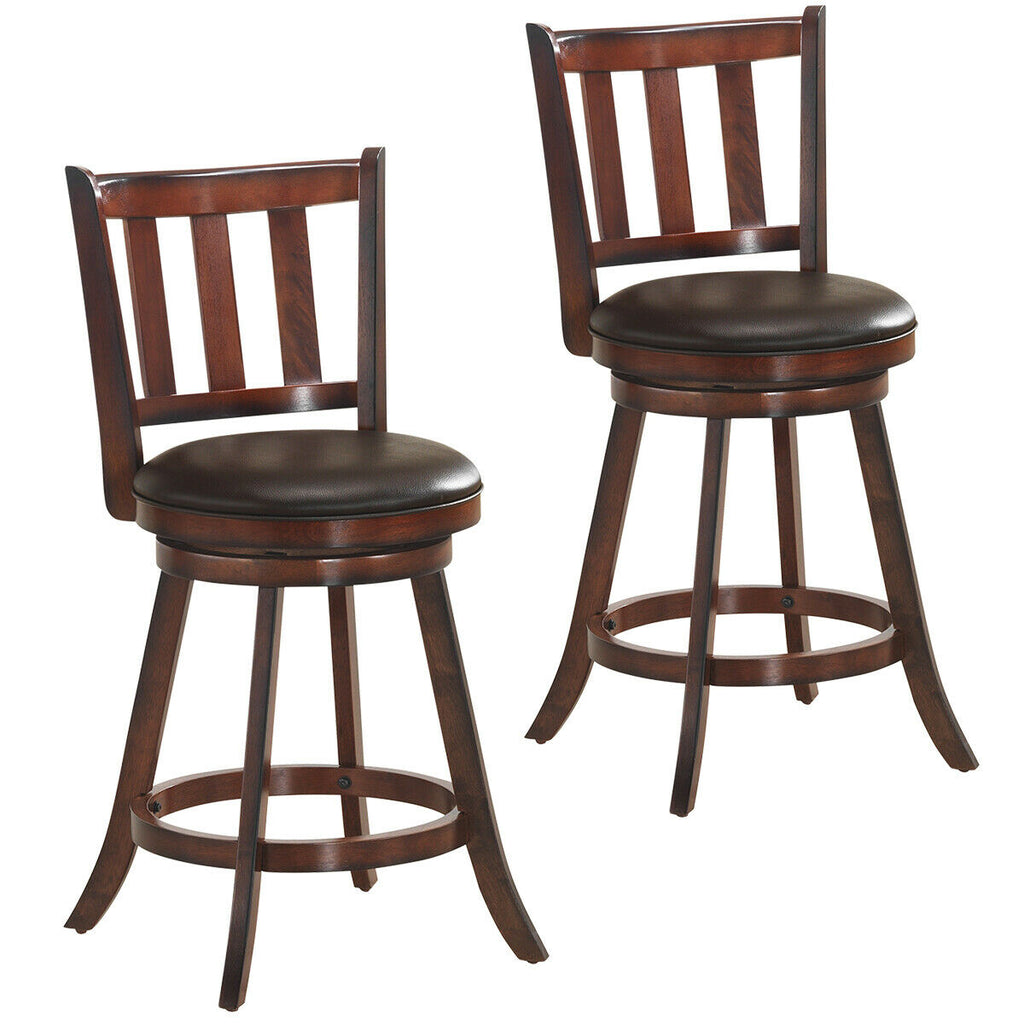 24 Inch Counter Height Swivel Bar Stool Set - X-shaped Open Back