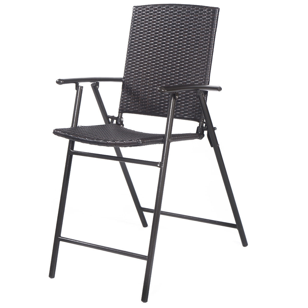 Folding Rattan Bar Chairs Set of 4 with Footrests - Style 3