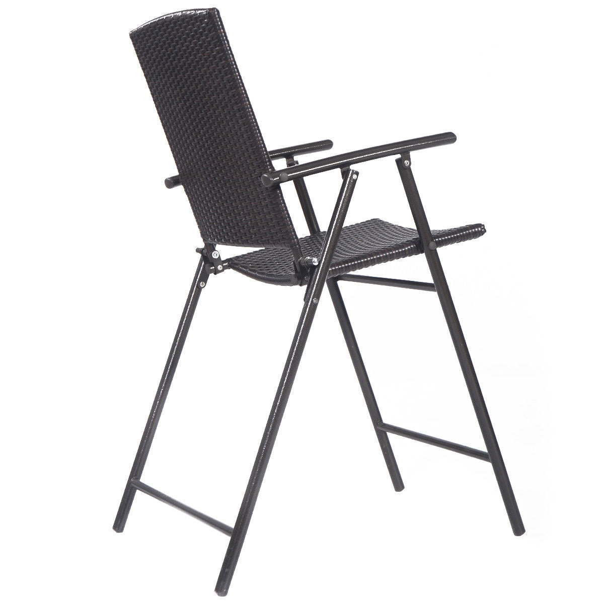 Folding Rattan Bar Chairs Set of 4 with Footrests - Style 3