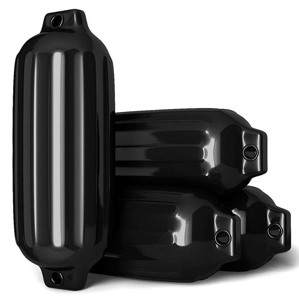 8.5 x 27 Marine Vinyl Boat Fender - Ribbed Docking Bumper, Black Variation