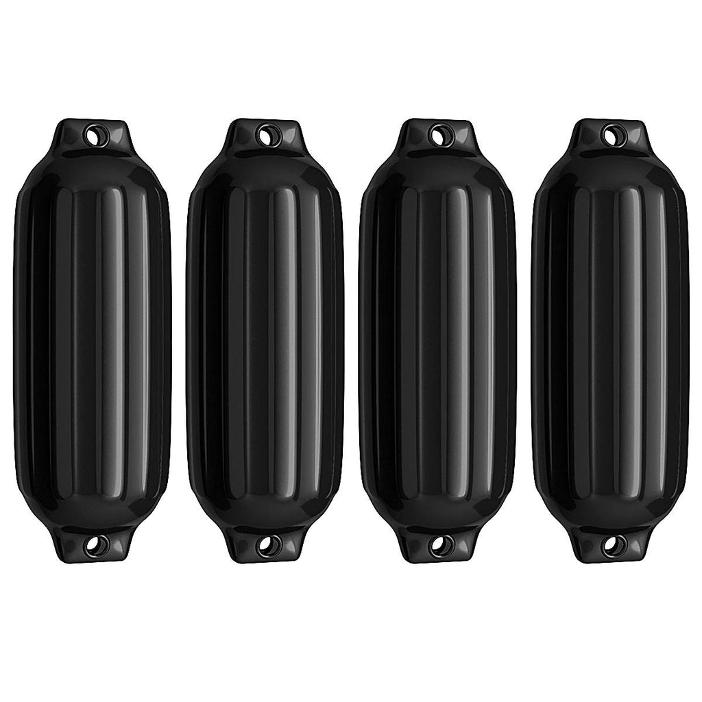 8.5 x 27 Marine Vinyl Boat Fender - Ribbed Docking Bumper, Black Variation