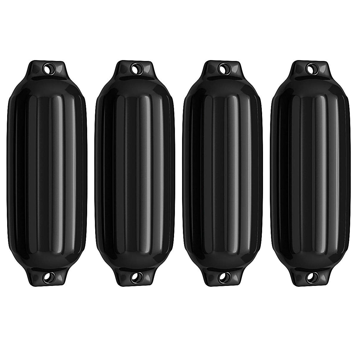 8.5 x 27 Marine Vinyl Boat Fender - Ribbed Docking Bumper, Black Variation