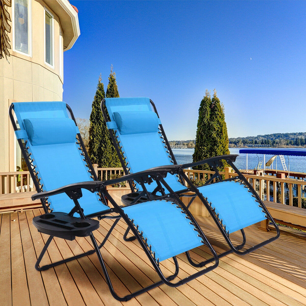 Zero Gravity Folding Lounge Chair Set of 2 - Light Blue