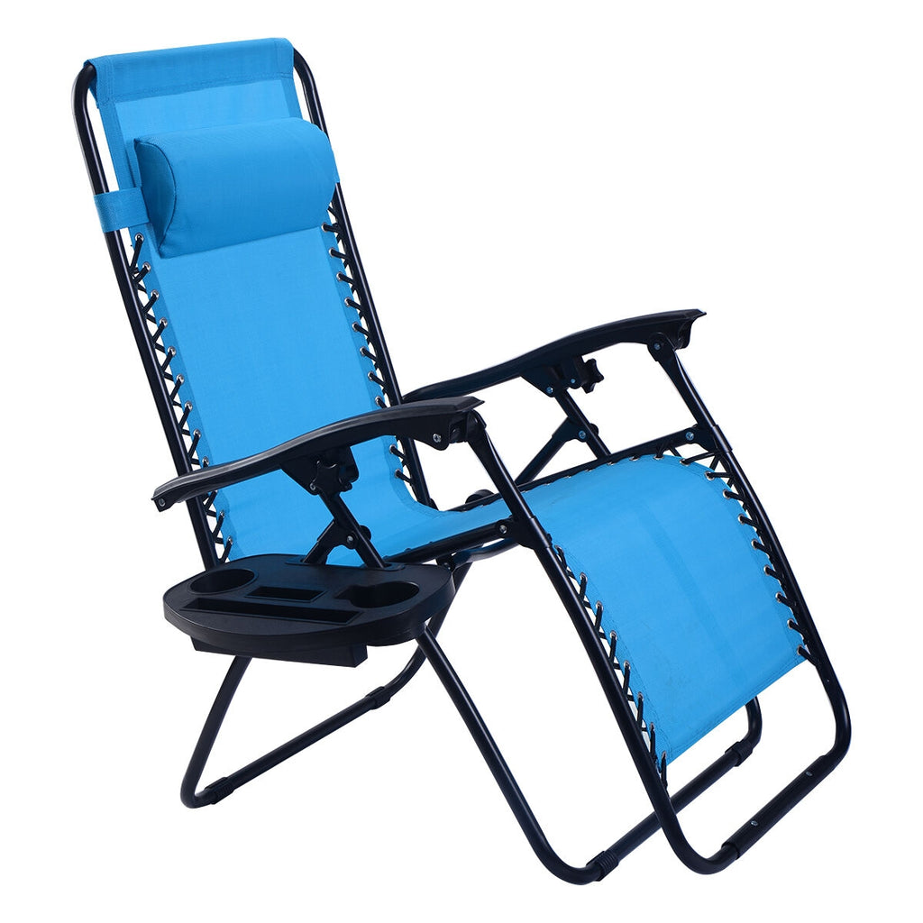 2 Pieces Folding Lounge Chair with Zero Gravity