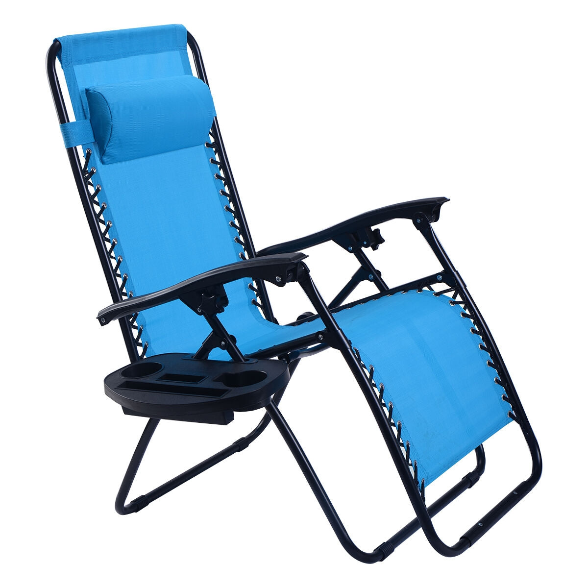 2 Pieces Folding Lounge Chair with Zero Gravity