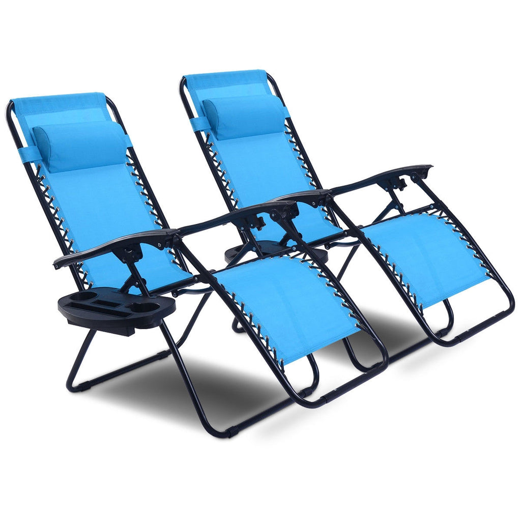 Zero Gravity Folding Lounge Chair Set of 2 - Light Blue