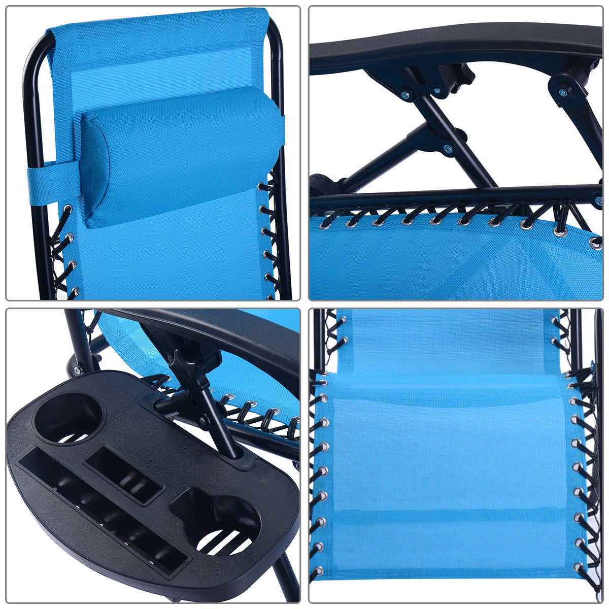 Zero Gravity Folding Lounge Chair Set of 2 - Light Blue