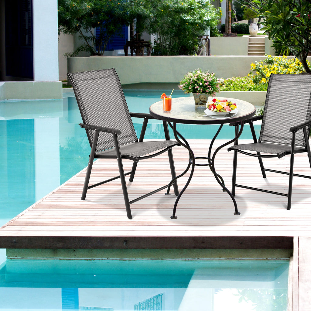 4-Pack Folding Patio Chairs with Armrest - Gray