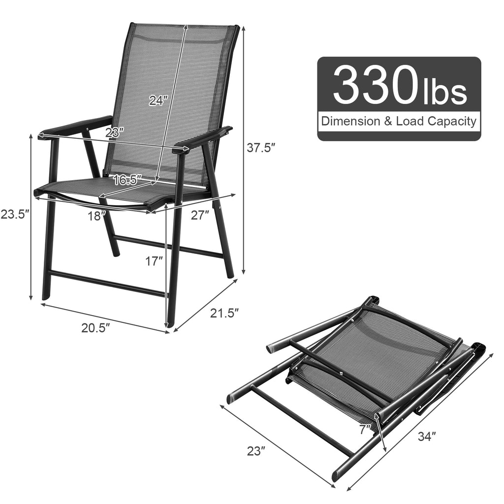 4-Pack Folding Patio Chairs with Armrest - Gray