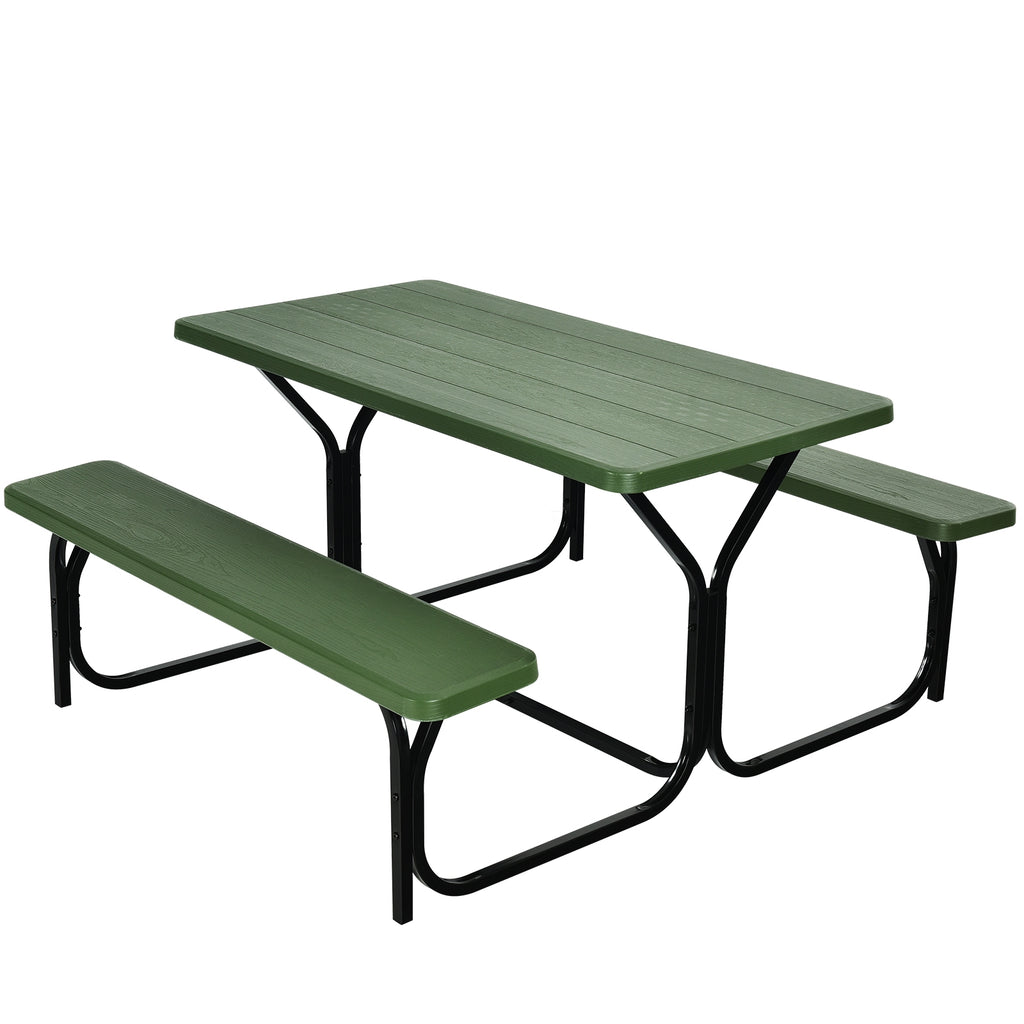 4.5 FT Outdoor Picnic Table Bench Set - 28.5" x 54" Green