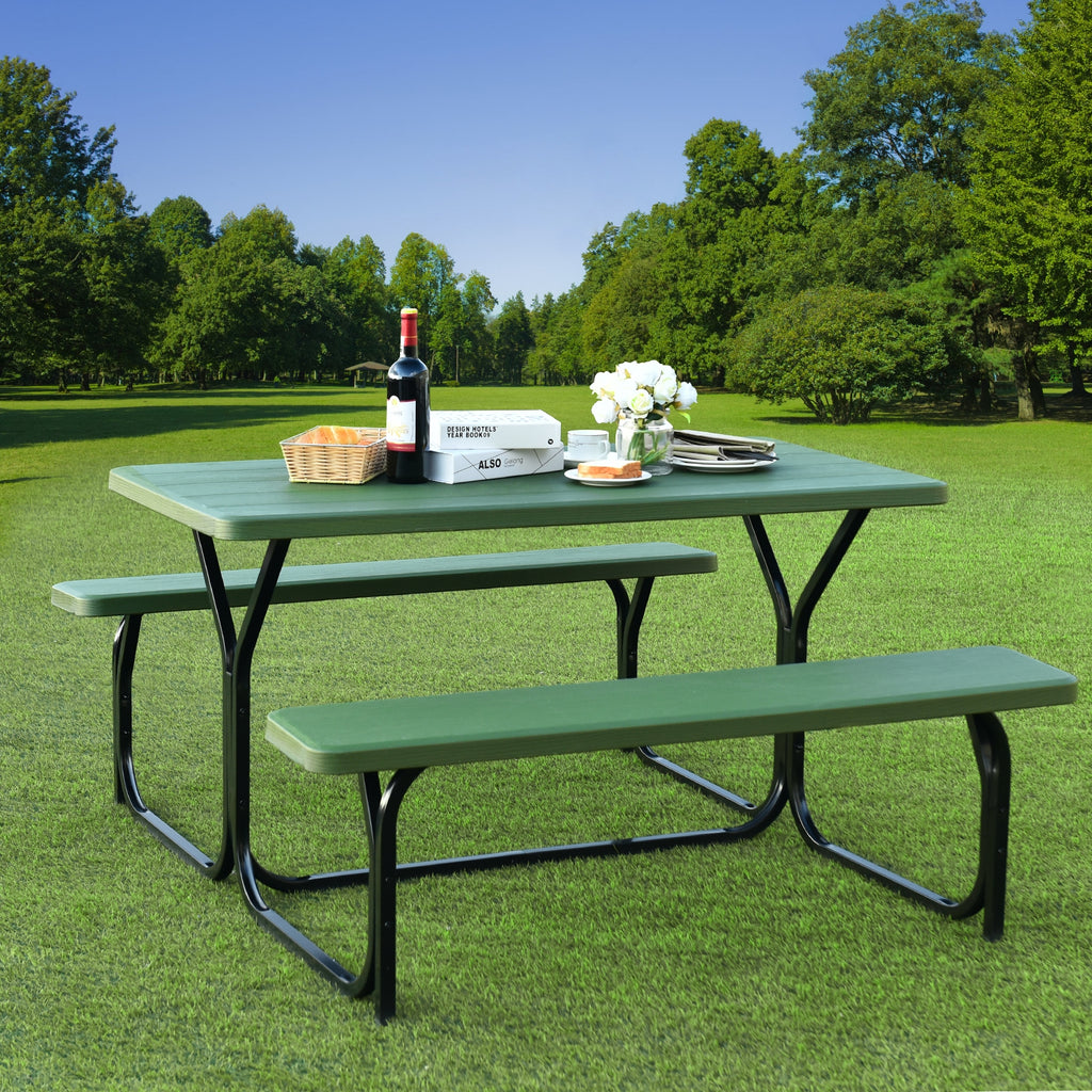4.5 FT Outdoor Picnic Table Bench Set - 28.5" x 54" Green