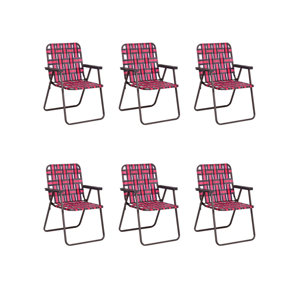 6 Pieces Folding Beach Chair Camping Lawn Webbing