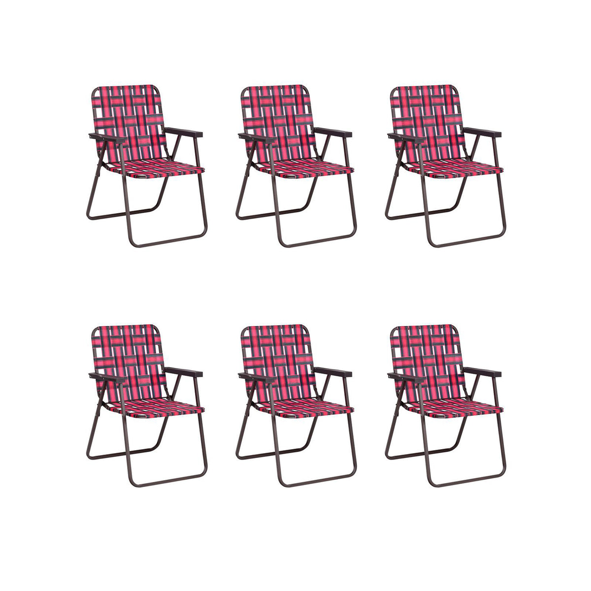 6 Pieces Folding Beach Chair Camping Lawn Webbing