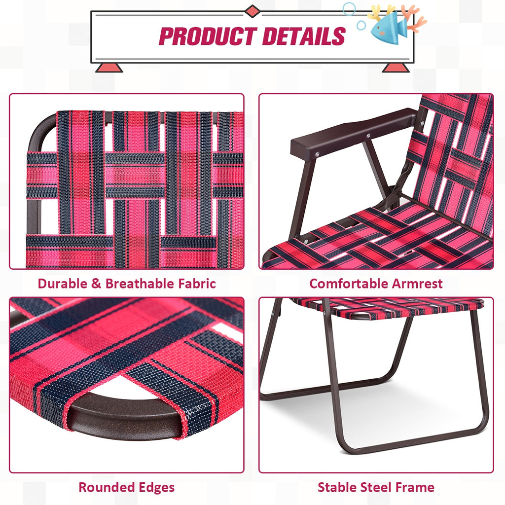 6 Pieces Folding Beach Chair Camping Lawn Webbing