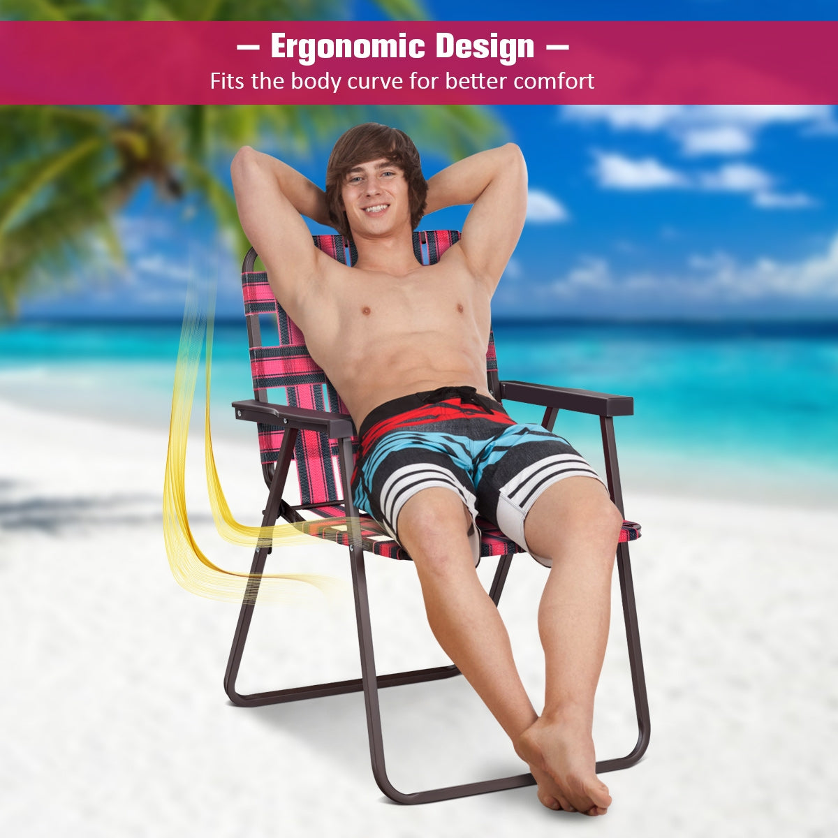 6 Pieces Folding Beach Chair Camping Lawn Webbing