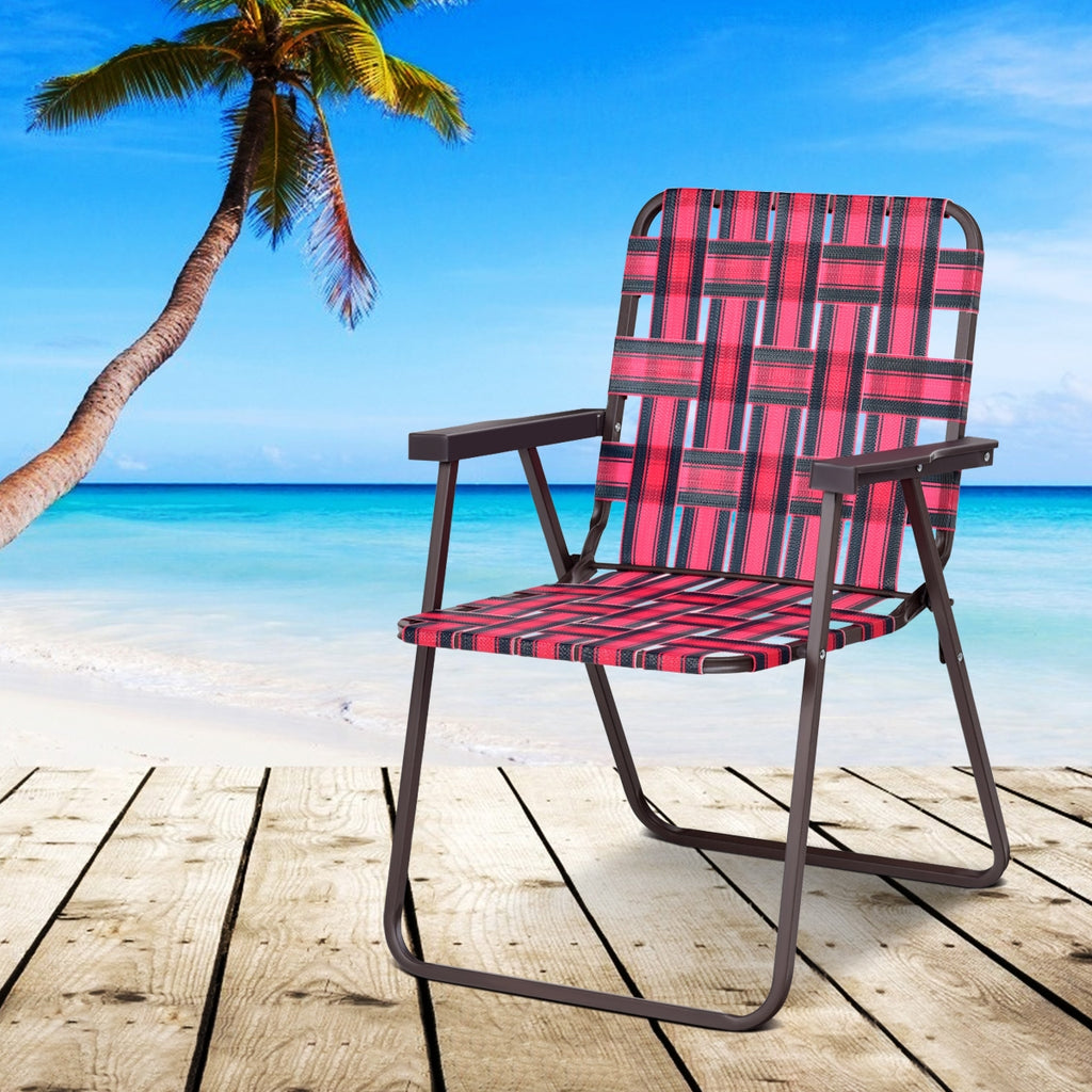 6 Pieces Folding Beach Chair Camping Lawn Webbing
