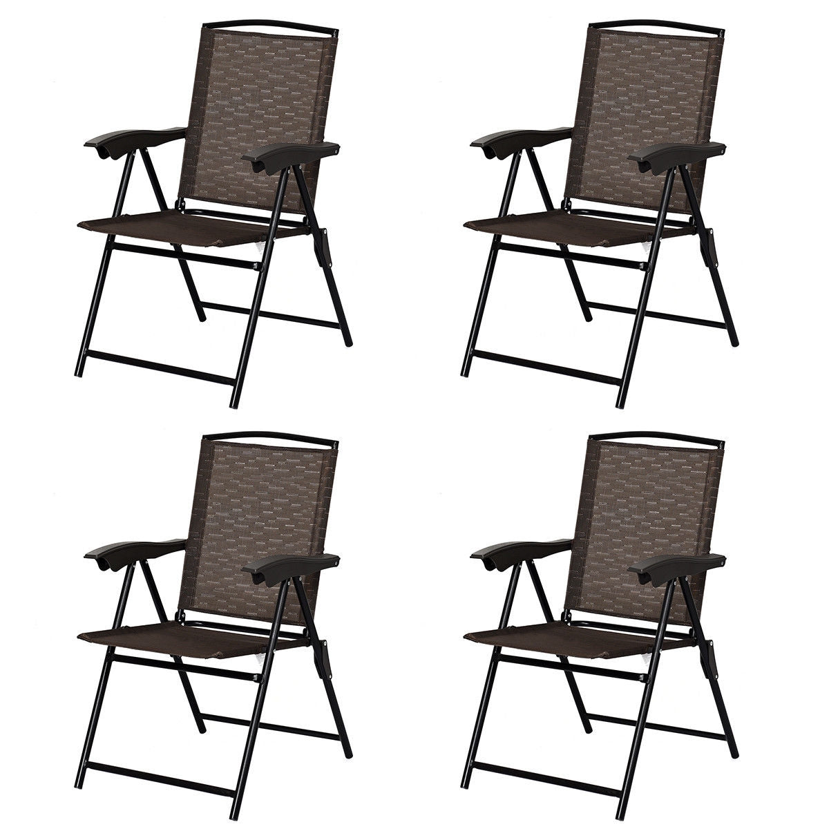 4-Piece Folding Dining Chairs with Adjustable Sling Back