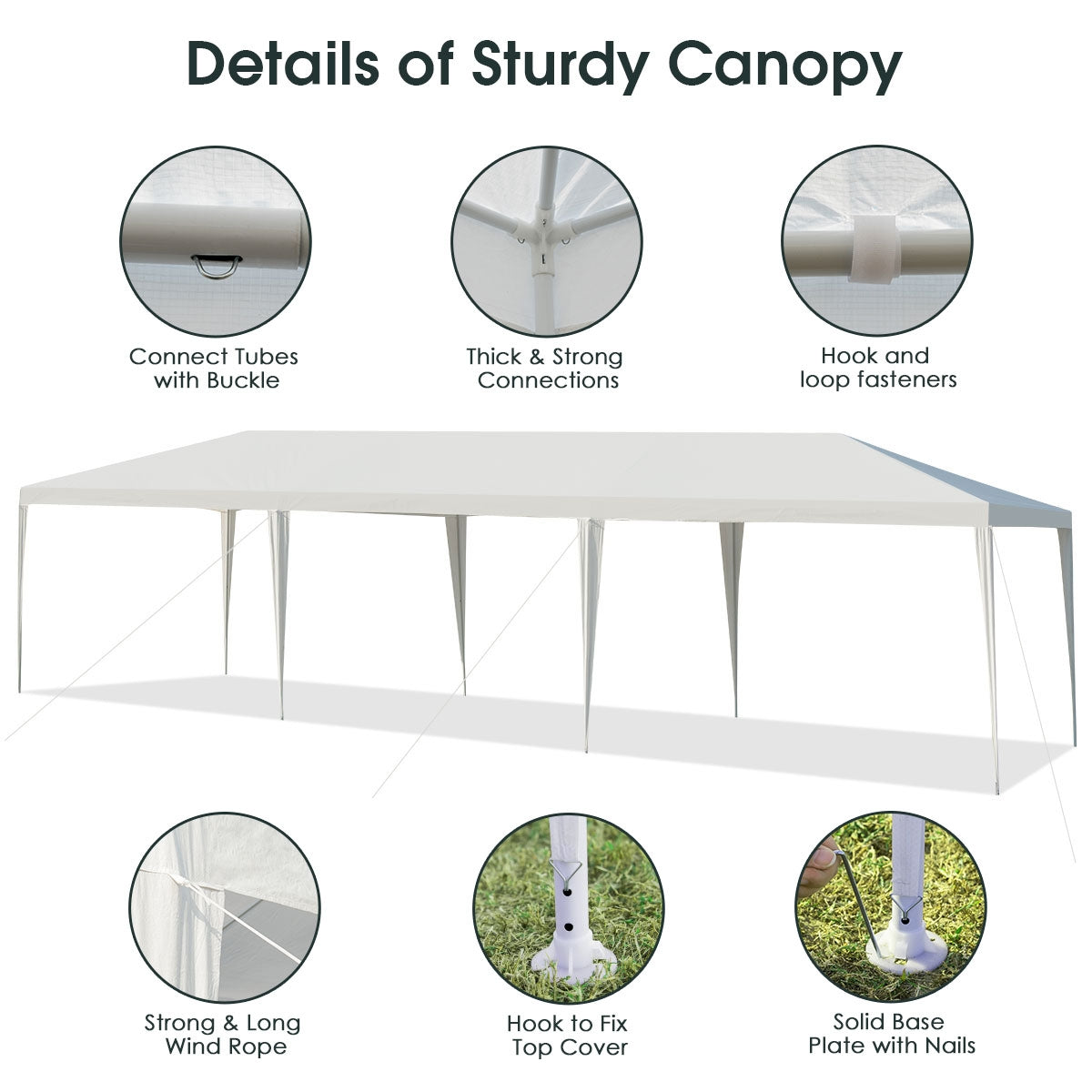 10 x 30 Feet Gazebo Canopy Tent without Sidewalls