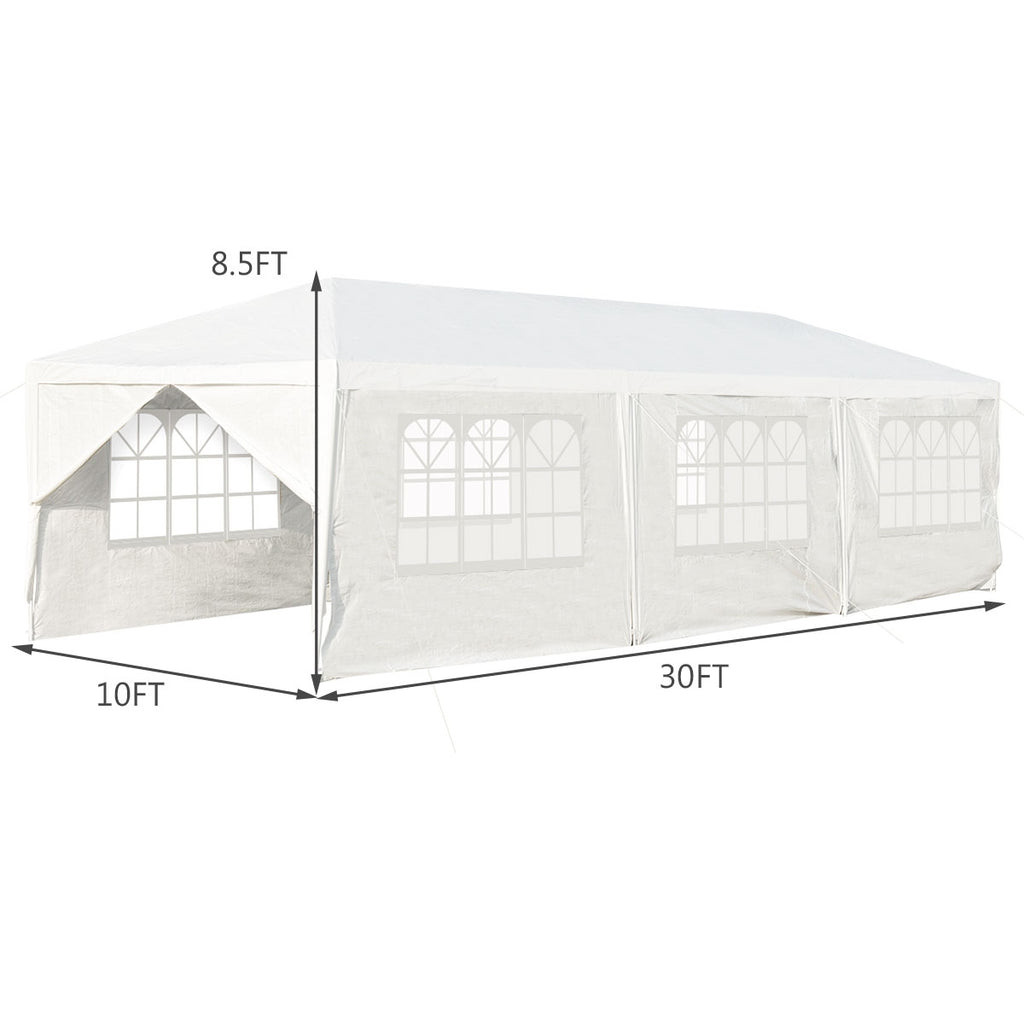 10 x 30 Feet Outdoor Canopy Tent with 6 Removable Sidewalls and 2