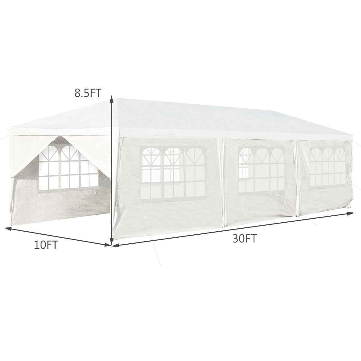 10 x 30 Feet Outdoor Canopy Tent with 6 Removable Sidewalls and 2