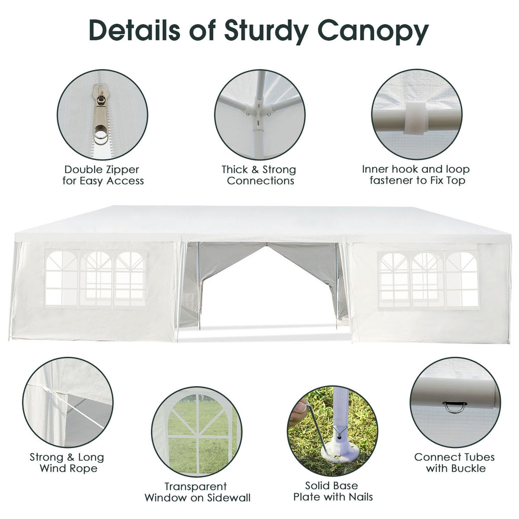 10 x 30 Feet Outdoor Canopy Tent with 6 Removable Sidewalls and 2