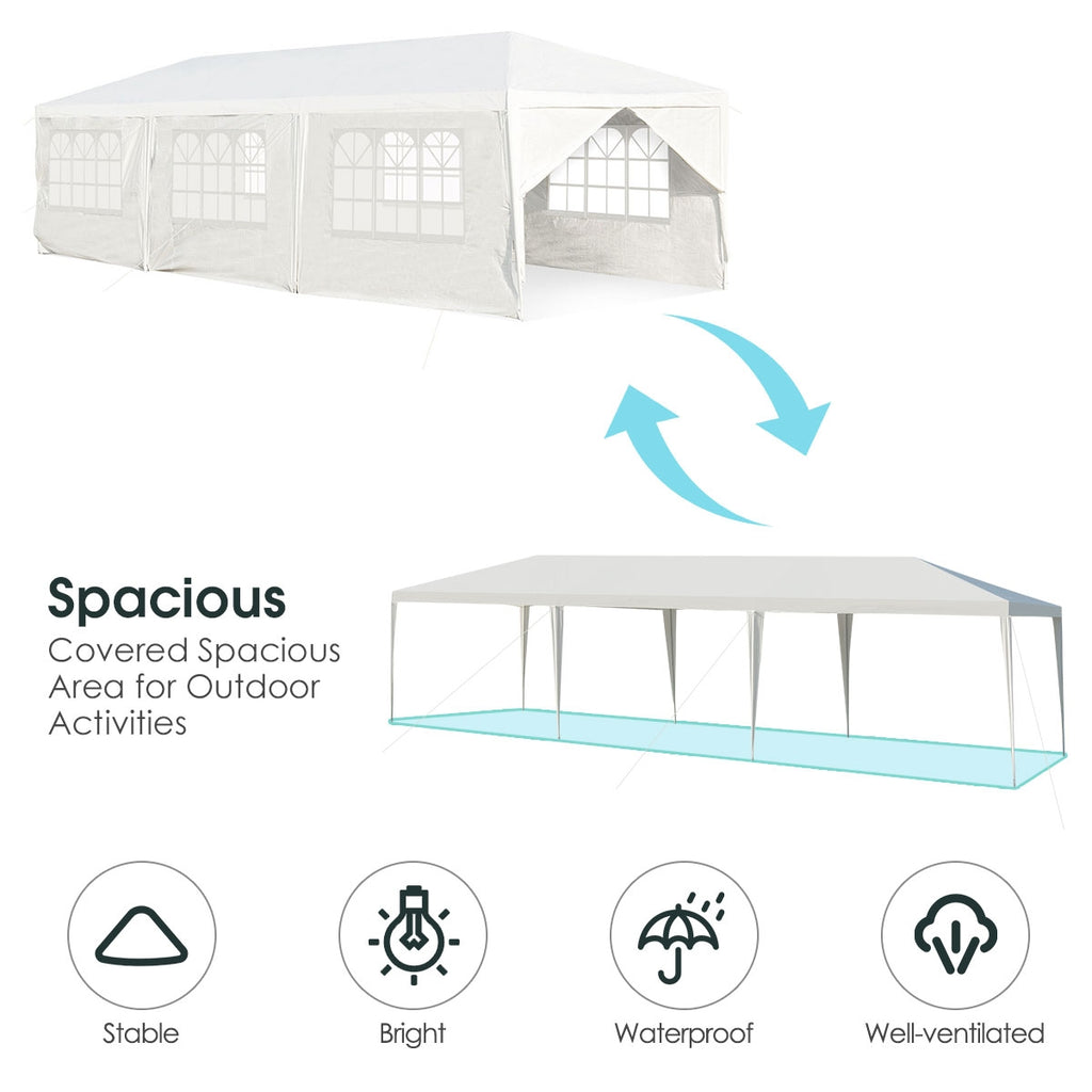 10 x 30 Feet Outdoor Canopy Tent with 6 Removable Sidewalls and 2