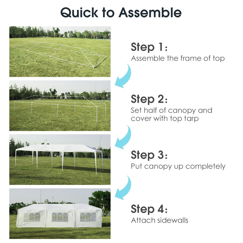 10 x 30 Feet Outdoor Canopy Tent with 6 Removable Sidewalls and 2