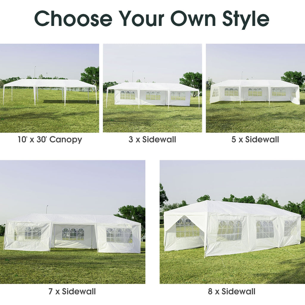 10 x 30 Feet Outdoor Canopy Tent with 6 Removable Sidewalls and 2