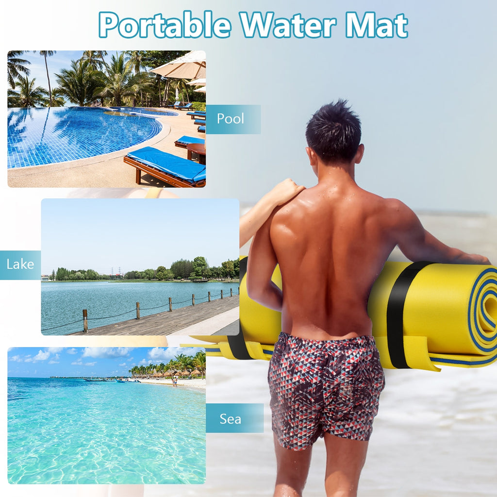 87 x 36 x 1.5 Inch Water Mat - Tear-proof, Floating Pool & Beach Foam Mat - Yellow