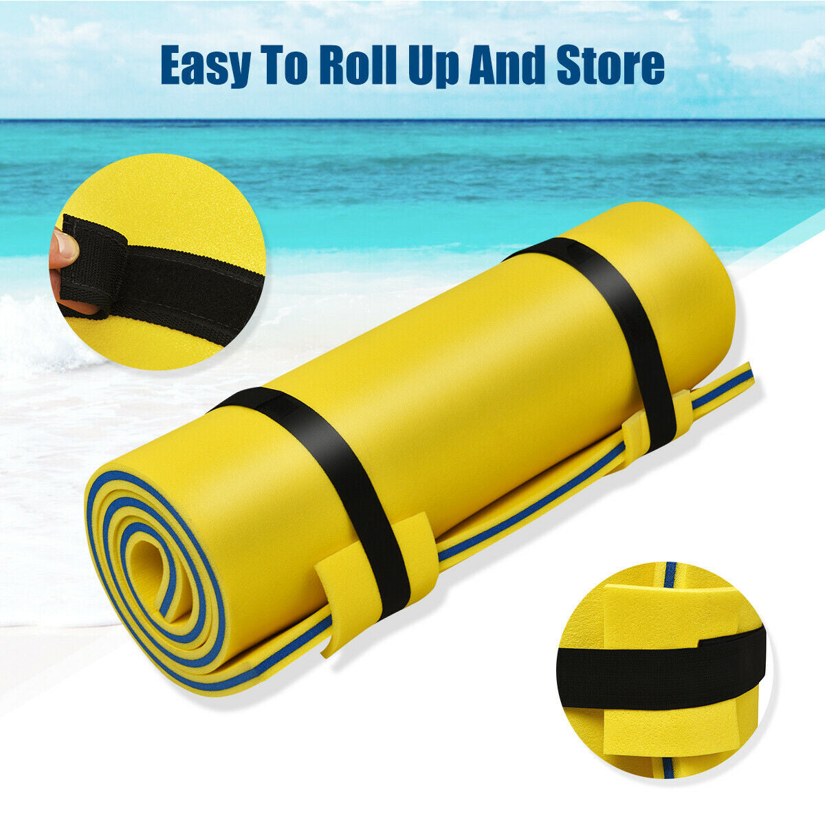 87 x 36 x 1.5 Inch Water Mat - Tear-proof, Floating Pool & Beach Foam Mat - Yellow
