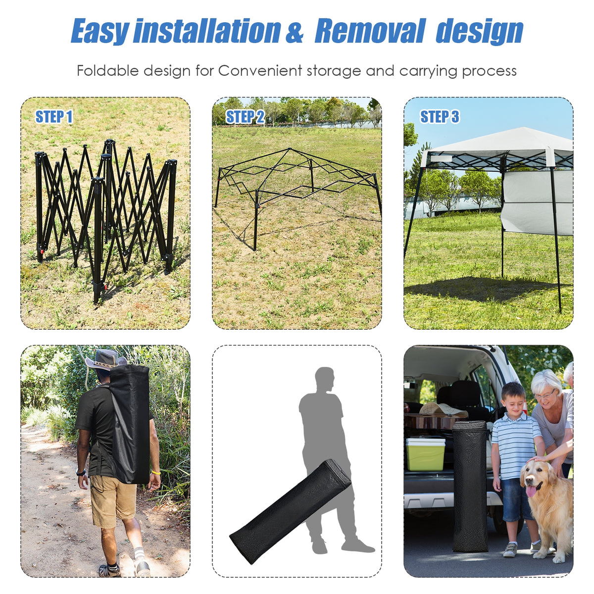 7 x Feet Pop-up Canopy Tent with Carry Bag and 4 Stakes