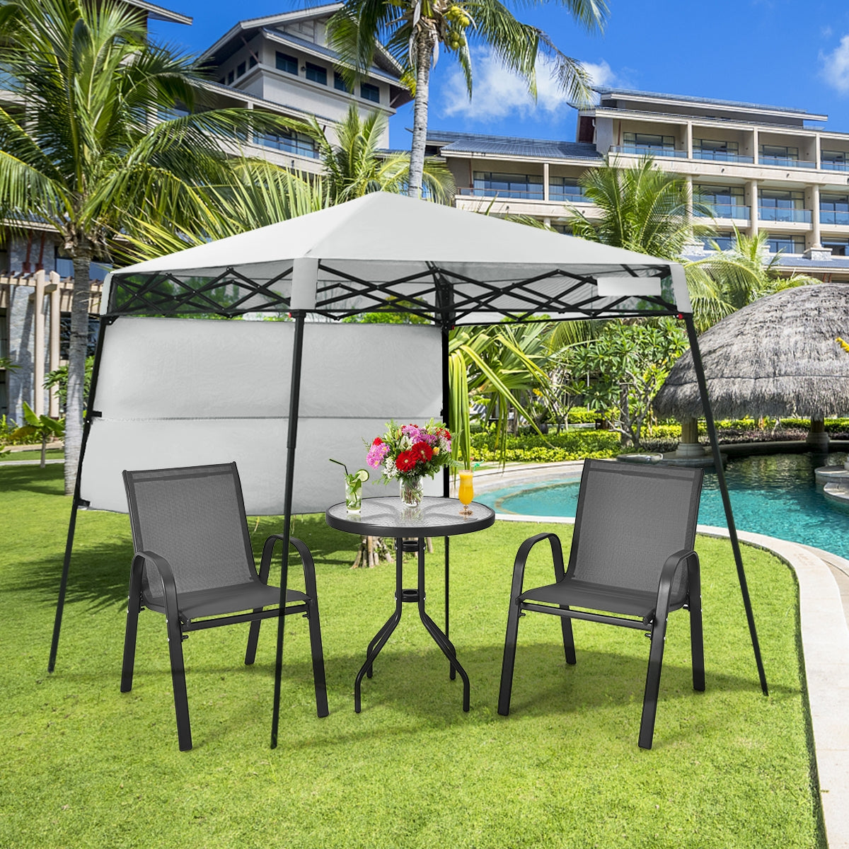 7 x Feet Pop-up Canopy Tent with Carry Bag and 4 Stakes