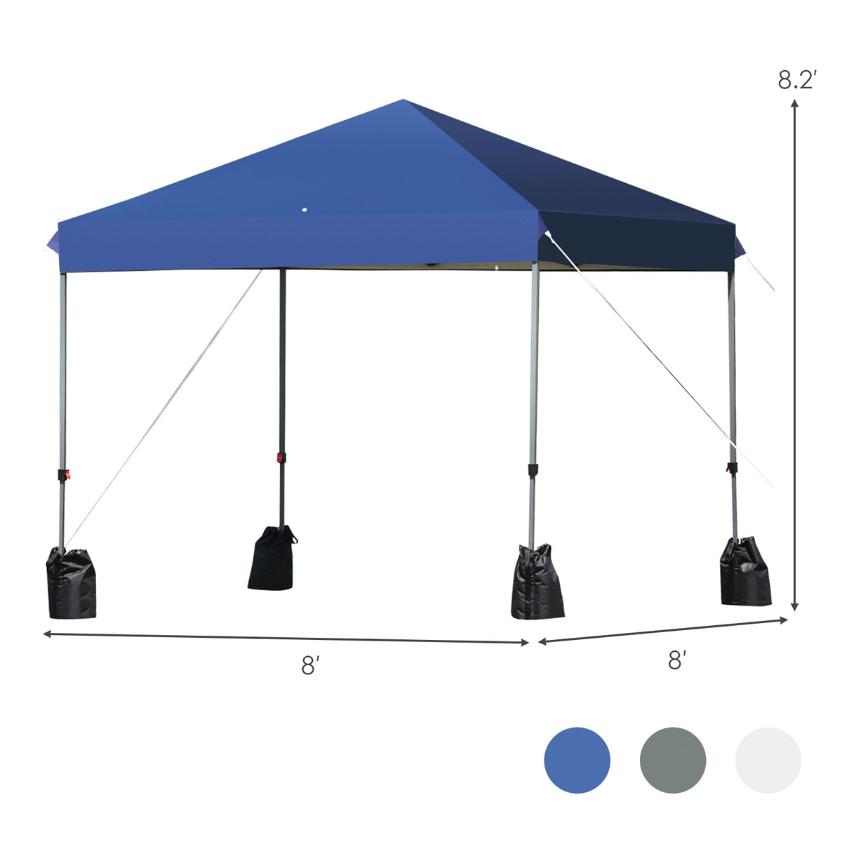 8 x Feet Outdoor Pop-up Canopy Tent with Portable Roller Bag and Sand