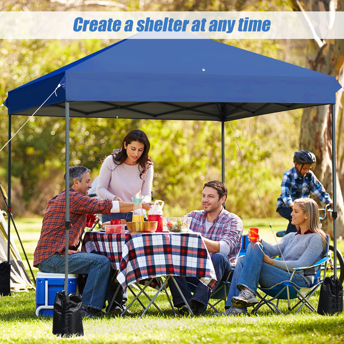 8 x Feet Outdoor Pop-up Canopy Tent with Portable Roller Bag and Sand