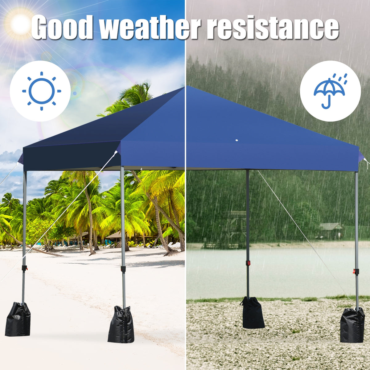 8 x Feet Outdoor Pop-up Canopy Tent with Portable Roller Bag and Sand